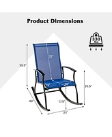 Costway 4 Pcs Outdoor Rocking Chairs with Breathable Backrest Smooth Safe Design