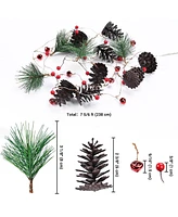 Yescom Christmas Garland with Lights,7.8Ft Battery Operated 20 Pcs Led String Lights with Pine Cone