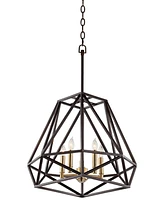 Franklin Iron Works Hawking Bronze Geometric Cage Pendant Chandelier Lighting 20" Wide Industrial 5-Light Fixture for Dining Room House Foyer Entryway