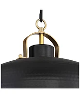 Possini Euro Design Camden Black Warm Brass Hanging Pendant Lighting 15 3/4" Wide Farmhouse Industrial Rustic Dome Shade for Dining Room Living House