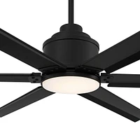 Casa Vieja 65" Ultra Breeze Modern Industrial Outdoor Ceiling Fan with Dimmable Led Light Remote Control Matte Black Wet Rated for Patio Exterior Hous