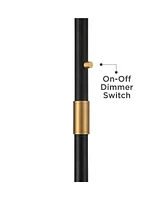 Possini Euro Design Halifax Modern Industrial Floor Lamp 64 1/2" Tall Matte Black Warm Gold Metal Caged Outer Organza Inner Drum Shade for Living Room