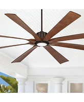 80" Defender Rustic Farmhouse Outdoor Ceiling Fan with Dimmable Led Light Remote Control Oil Rubbed Bronze Damp Rated for Patio Exterior House Home Po