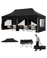 Slickblue 10 x 20 Ft Pop up Canopy with 6 Sidewalls and Windows Carrying Bag for Party Wedding Picnic