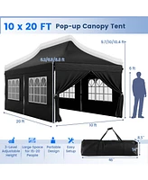 Slickblue 10 x 20 Ft Pop up Canopy with 6 Sidewalls and Windows Carrying Bag for Party Wedding Picnic