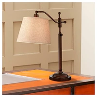 Regency Hill Adley Traditional Downbridge Adjustable Desk Table Lamp 30 1/2" Tall Bronze Metal Tan Linen Shade for Living Room Bedroom House Bedside N