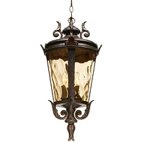 John Timberland Casa Marseille European Outdoor Ceiling Light Hanging Bronze Scroll 23 3/4" Hammered Glass Damp Rated for Exterior House Porch Patio O