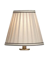 Regency Hill Ribbed Traditional Rustic Accent Table Lamp 18" High Antique Gold Beige Fabric Pleated Empire Shade Decor for Bedroom Living Room House H