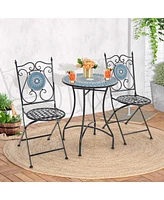 Costway Set of Mosaic Chairs for Patio with Decorative Backrest Heavy-Duty Frame