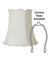 Imperial Shade Creme Large Scallop Bell Lamp Shade 12" Top x 18" Bottom x 18" Slant x 17.5 High (Spider) Replacement with Harp and Finial