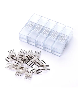 DELight 10 Pack 2 Wire Splice Connectors with Pins Accessories for 7x14mm Rgb Neon Rope Light