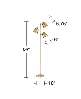 360 Lighting Aaron Mid Century Modern Tree Floor Lamp 64" Tall Aged Brass Gold Metal Adjustable Swivel 3