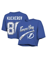 Majestic Threads Women's Nikita Kucherov Royal Tampa Bay Lightning Behind the Net Boxy Name Number Cropped T-Shirt