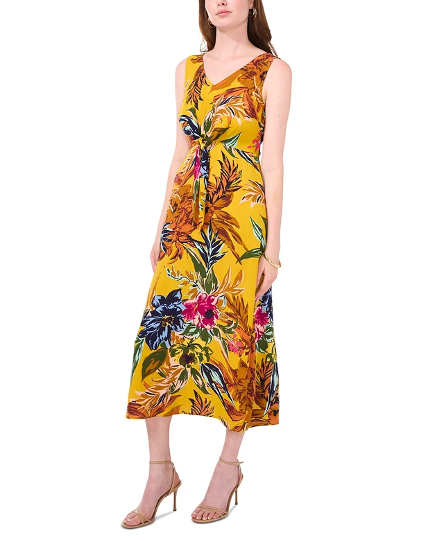macys petite maxi dresses Taylor Petite V-Neck Belted Maxi Dress - Vanilla Walnut