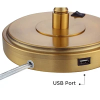 Wray Modern Desk Lamp 26 3/4" High with Usb Charging Port Warm Brass Gold Metal Adjustable Arm Head for Bedroom Living Room House Bedside Nightstand H