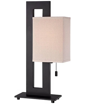 360 Lighting Modern Accent Table Lamp 20.5" High Rich Espresso Bronze Brown Open Rectangular Metal Base Oatmeal Floating Box Shade for Living Room Bed