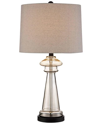 360 Lighting Dalia 27" Tall Traditional Table Lamp Champagne Glass Single Fabric Shade Living Room Bedroom Bedside Nightstand House Office Home Readin