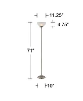 360 Lighting Maddox Modern Torchiere Floor Lamp 71" Tall Satin Nickel Silver Slim Profile Alabaster Glass Shade Pole Light for Living Room Reading Hou