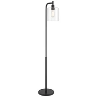 360 Lighting Karis Modern Downbridge Floor Lamp 62 1/2" Tall Matte Black Metal Clear Glass Shade for Living Room Reading Bedroom Bedside Office Family