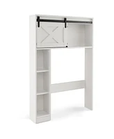 Costway Over the Toilet Bathroom Storage Cabinet with Sliding Barn Door & Shelves