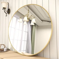 Homlux 24 Inch Round Wall Mirror with Gold Aluminum Alloy Frame