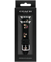 Coach Women's Black Floral Print Silicone Strap for Apple Watch 38mm, 40mm, 41mm