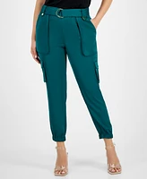 I.n.c. International Concepts Women's High-Rise Belted Satin Cargo Pants, Regular & Petite, Created for Macy's