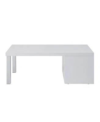 Simplie Fun Harta Coffee Table, White High Gloss & Chrome