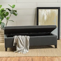 Spacious Storage Ottoman with Self-Opening Lid and Modern Birch Wood Legs