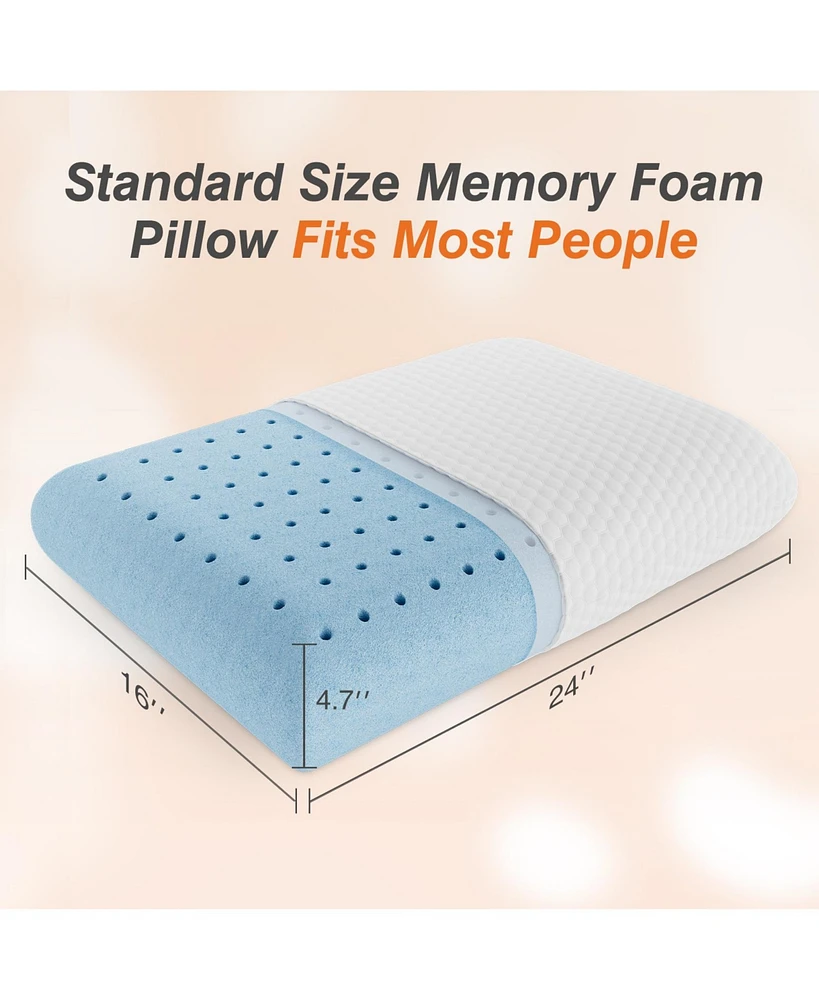 Simplie Fun Cooling Gel Memory Foam Pillow with Washable Case and Neck Support