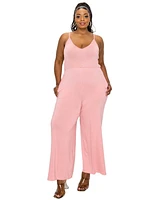 L I V D Plus Raven Wide Leg Pocket Jumpsuit