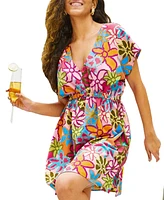 Cupshe Women's Floral Dolman Sleeve Mini Beach Dress