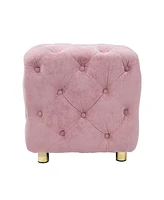 Streamdale Furniture Pink Modern Velvet Upholstered Ottoman, Exquisite Small End Table, Soft Foot Stool