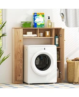Costway Over The Toilet Storage Cabinet Double Door Bathroom Organizer