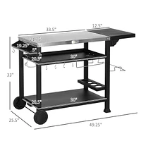 Versatile Outdoor Grill Table with Adjustable Stainless Steel Surface