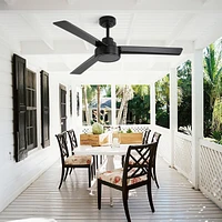 52 Inch Black Ceiling Fan Without Light, High Capacity Dc Motor