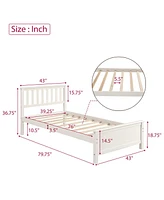 Streamdale Furniture Twin Size Wood Platform Bed With Headboard, Footboard And Wood Slat Support