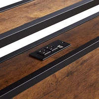 Metal Platform Bed Frame with Wooden Headboard and Usb Liner