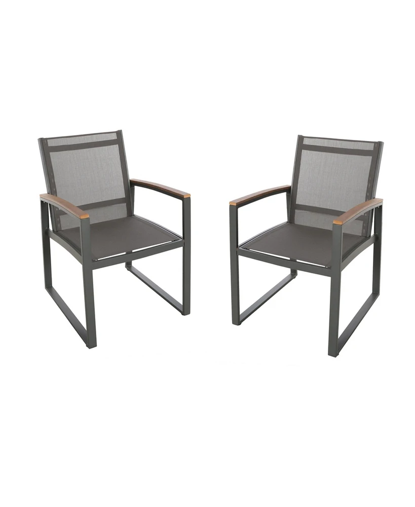 Simplie Fun Contemporary Mid-Century Patio Dining Chairs in Weather-Resistant Aluminum