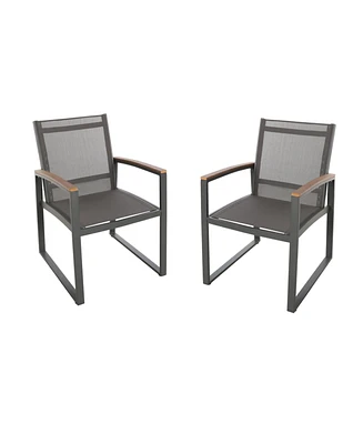 Simplie Fun Contemporary Mid-Century Patio Dining Chairs in Weather-Resistant Aluminum