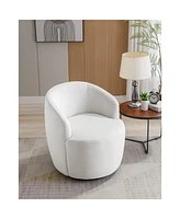 Streamdale Furniture Velvet Fabric Swivel Accent Armchair Barrel Chair With Powder Coating Metal Ring