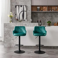 2 Green Adjustable Bar Stools With Back and Footrest