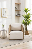 Swivel Barrel Chair, Comfy Round Accent Sofa Chair For Living Room, 360 Degree Swivel Barrel
