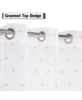 Caromio Pom Pom Grommet Voile Sheer Window Curtain Panels Set, 52" x 84"