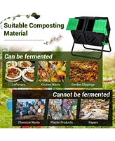 Sugift Dual Chamber Garden Compost Tumbler with Sliding Doors