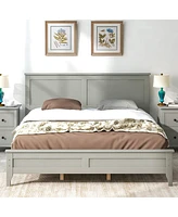 Simplie Fun Modern Solid Wood Queen Platform Bed