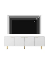 Classic Grooved Tv Cabinet with Stylish White Texture and Ample Storage