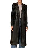 Avec Les Filles Women's Double-Breasted Belted Faux-Leather Coat