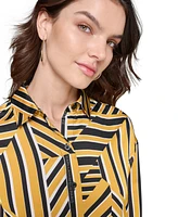 Karl Lagerfeld Paris Women's Oversized Printed Button-Down Top