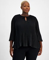 Jm Collection Women's Pleated Chiffon Flutter-Sleeve Top, Xs-4X, Created for Macy's